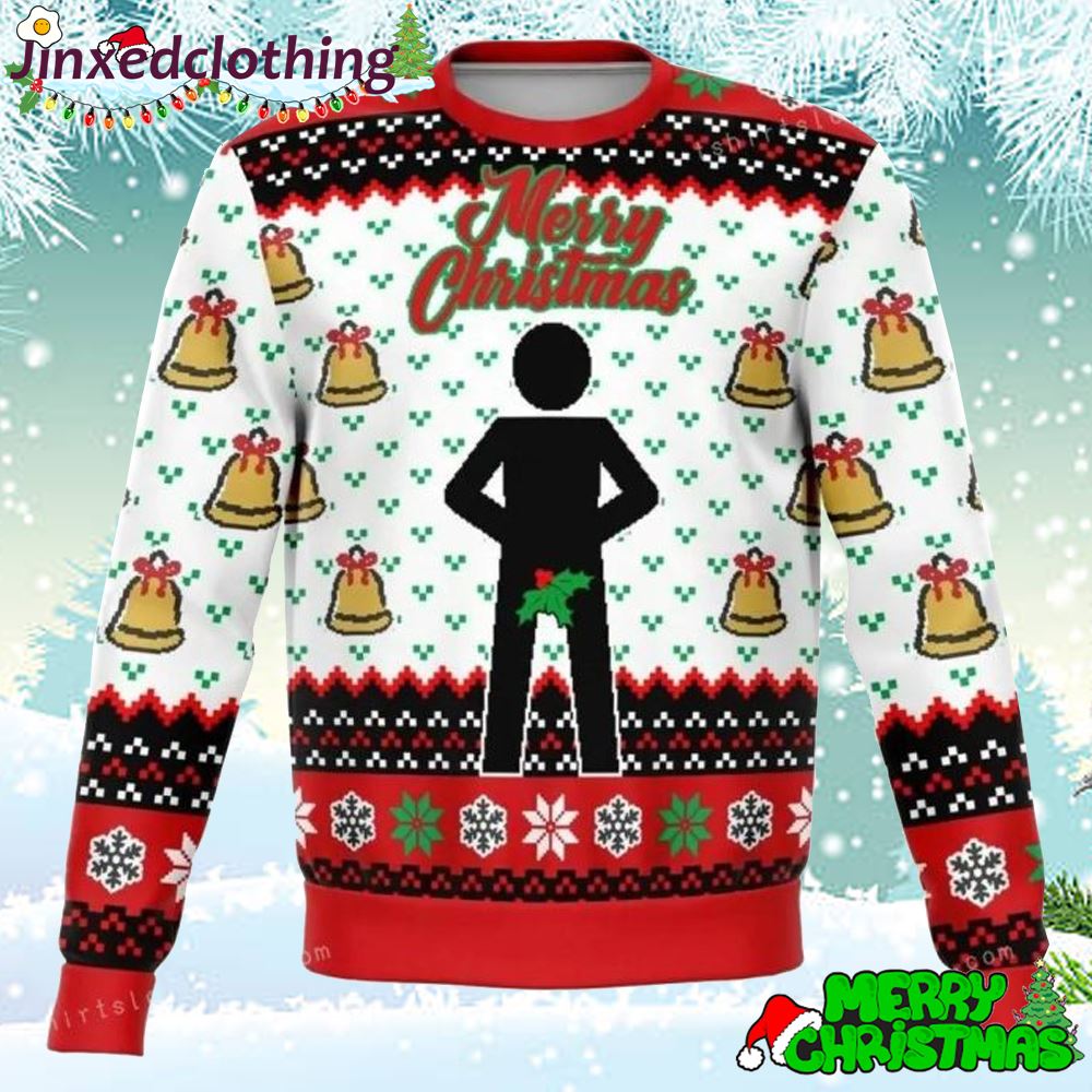 Merry Christmas Mr Stick Mistletoe Ugly Christmas Sweater 